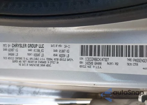 2012 Dodge Avenger Se from USA, damaged, VIN 1C3CDZAB6CN147327